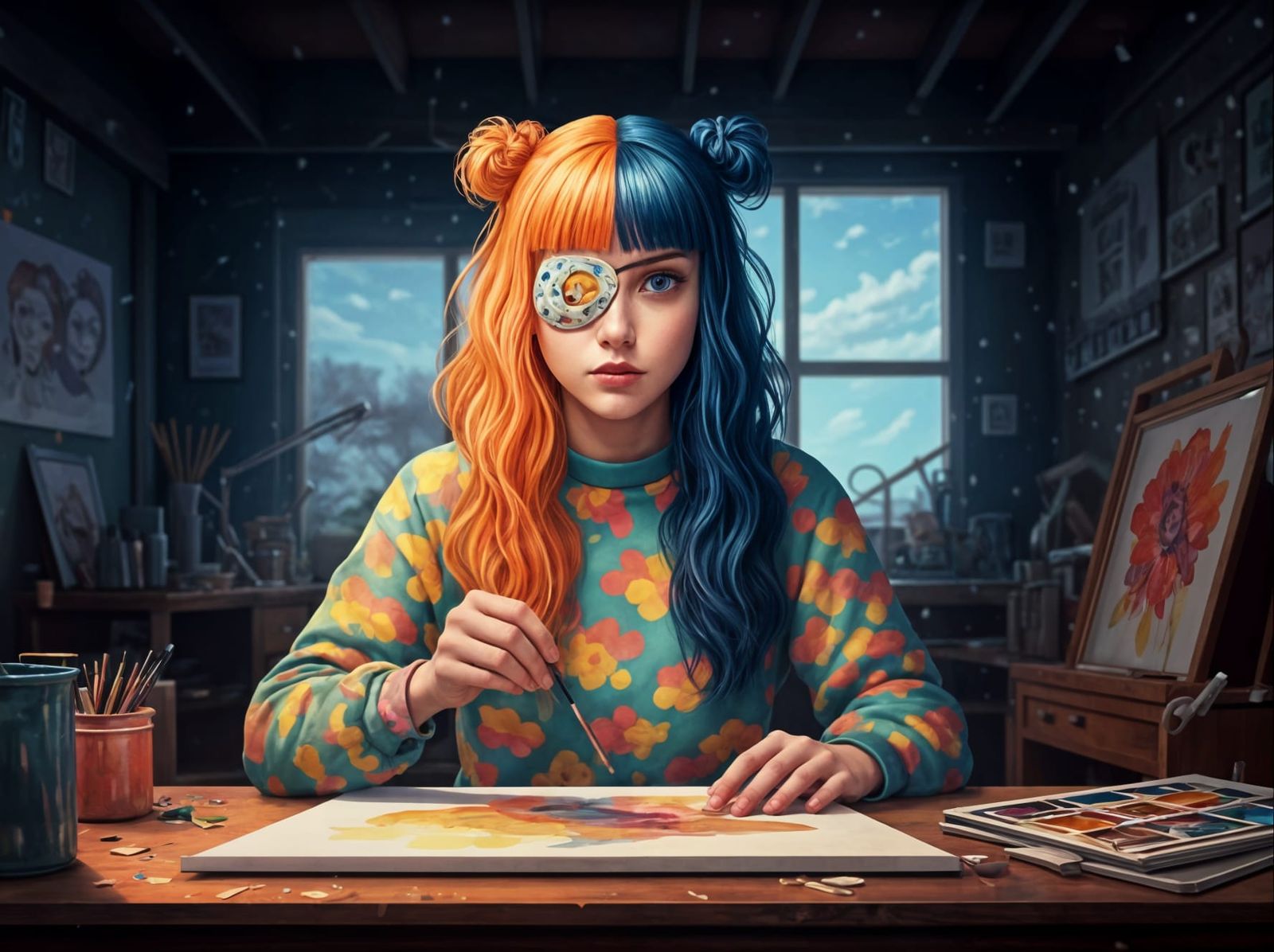 Liminal Atelier: Artist in Kidcore Style Painting