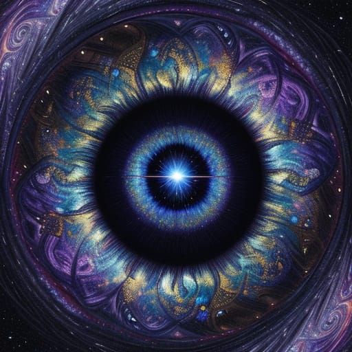 Cosmic Eye: A Surreal Oil Painting of Life and Death