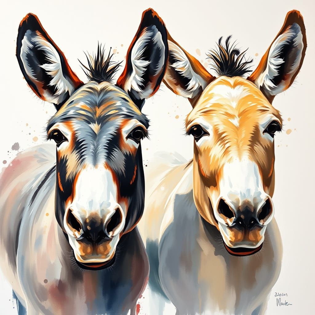 Impressionist Masterpiece of Happy Donkeys