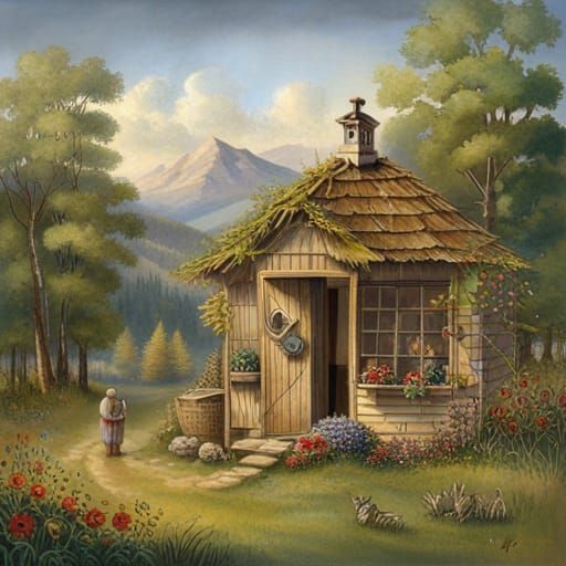 Whimsical Skull Collage with Flowers and Magic