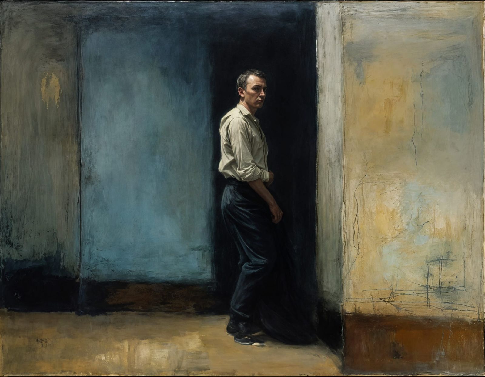 Expressionist Painting of a Resigned Figure