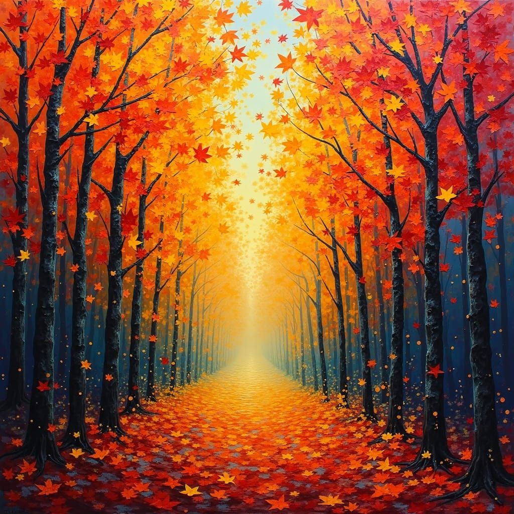 Autumn Landscape in Neo-Impressionist Style