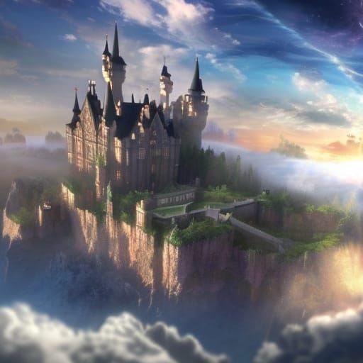 Angelic Castle in the Clouds with Solar Lighting