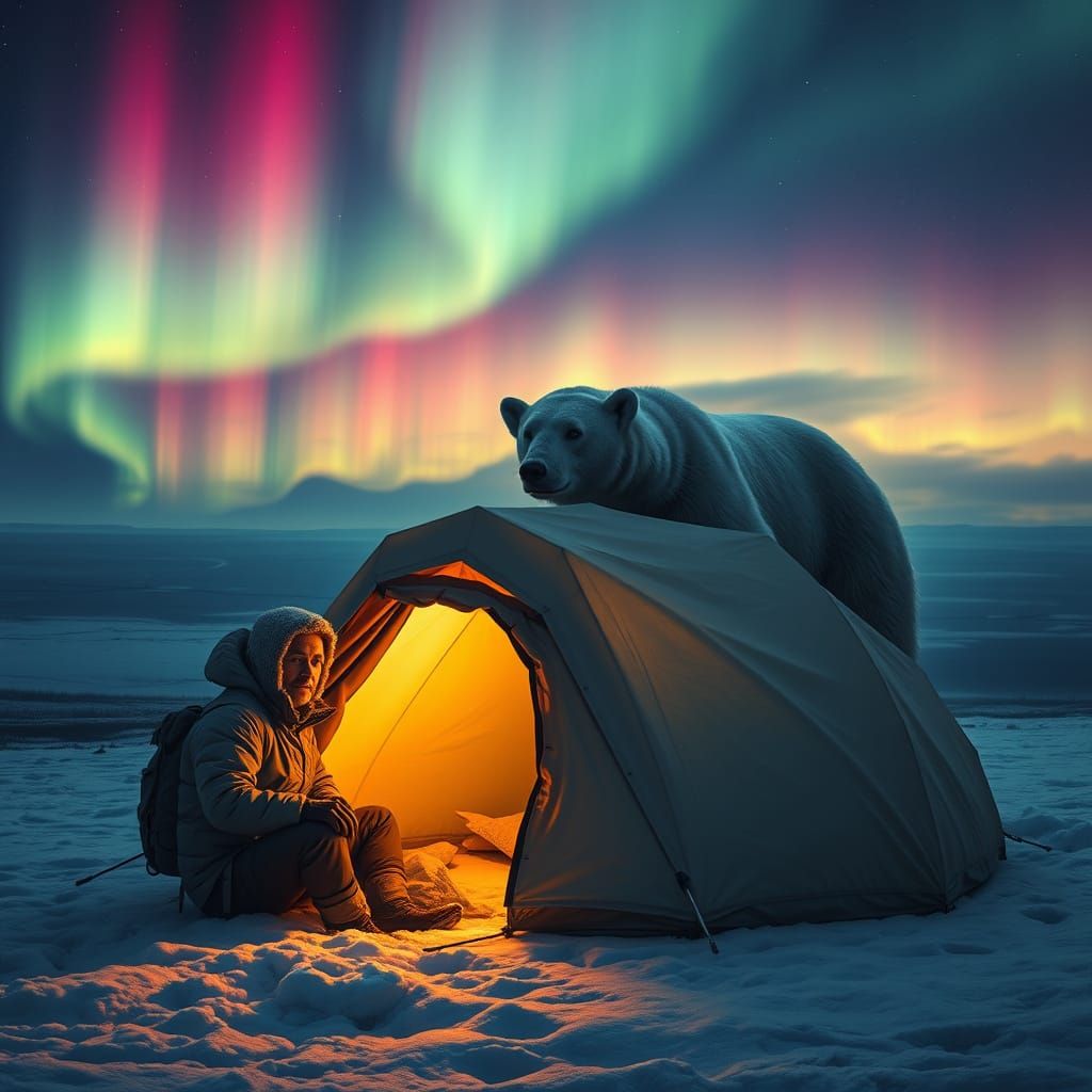 Aurora- Illuminated Arctic Nightmare in the Style of Syd Mea...