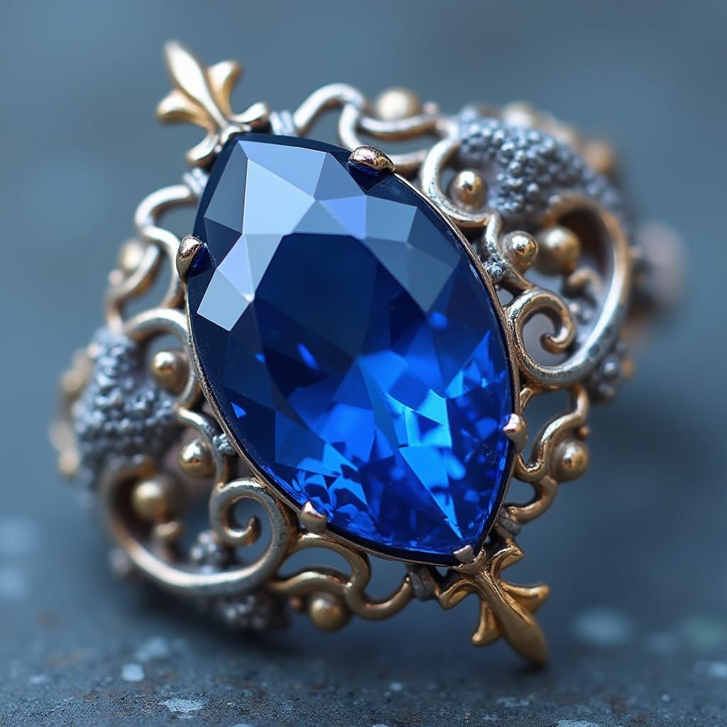 Delicate Sapphire Gemstone in Art Nouveau Style