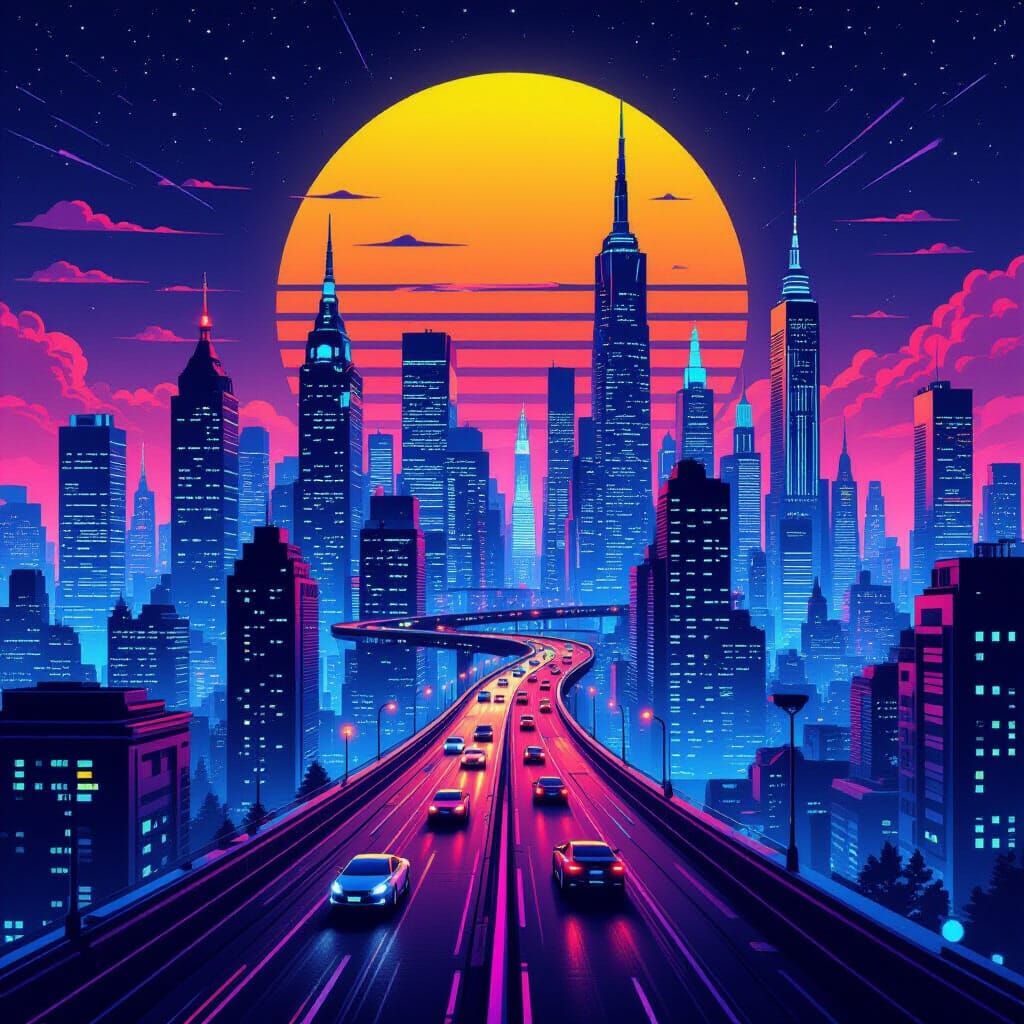 Retro-Futuristic Cityscape