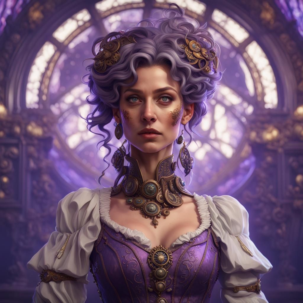 Steampunk Portrait in Art Nouveau Style
