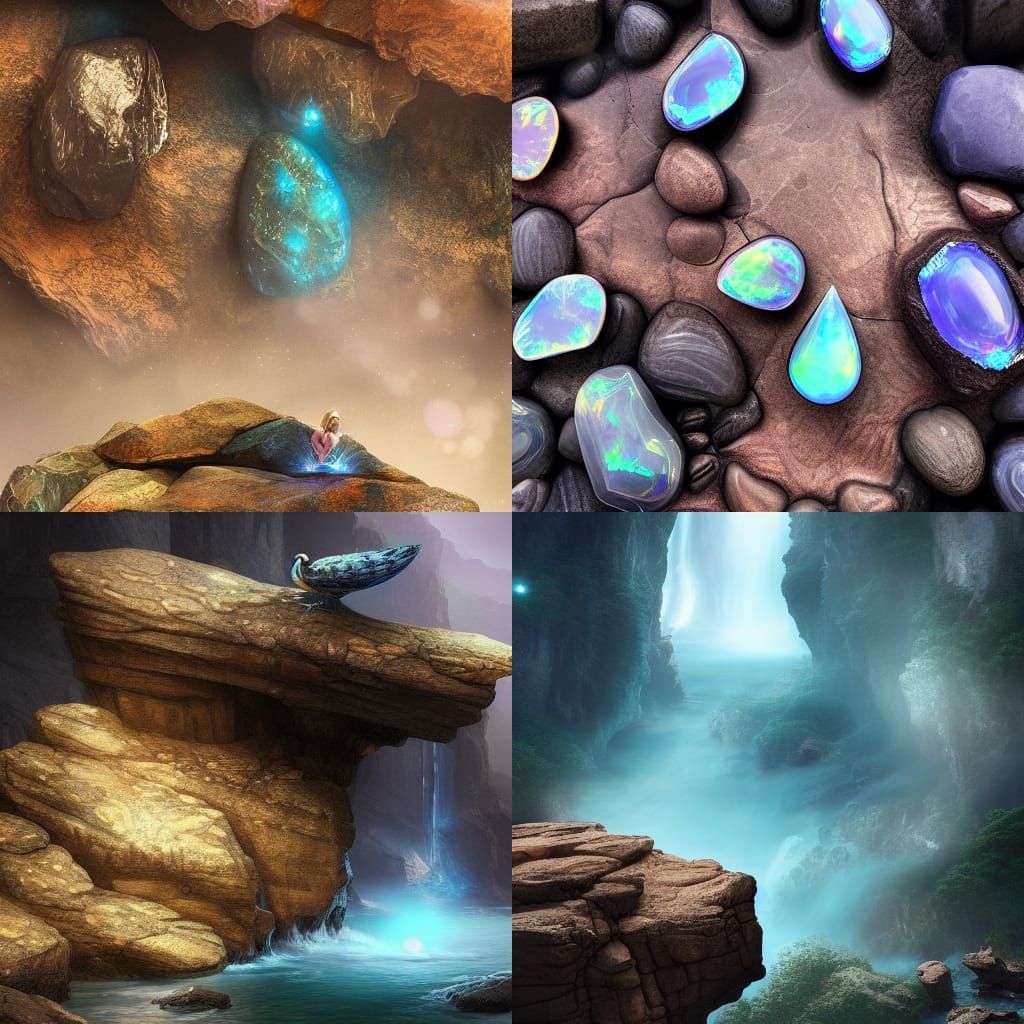 Opals and Gems on Rock: Digital Matte Painting