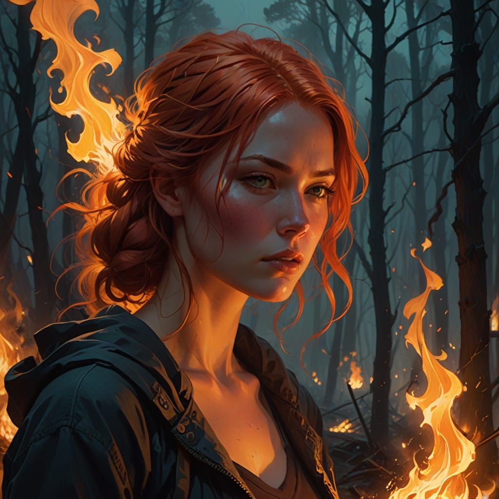 Fiery Haired Woman Ignites Inner Fire