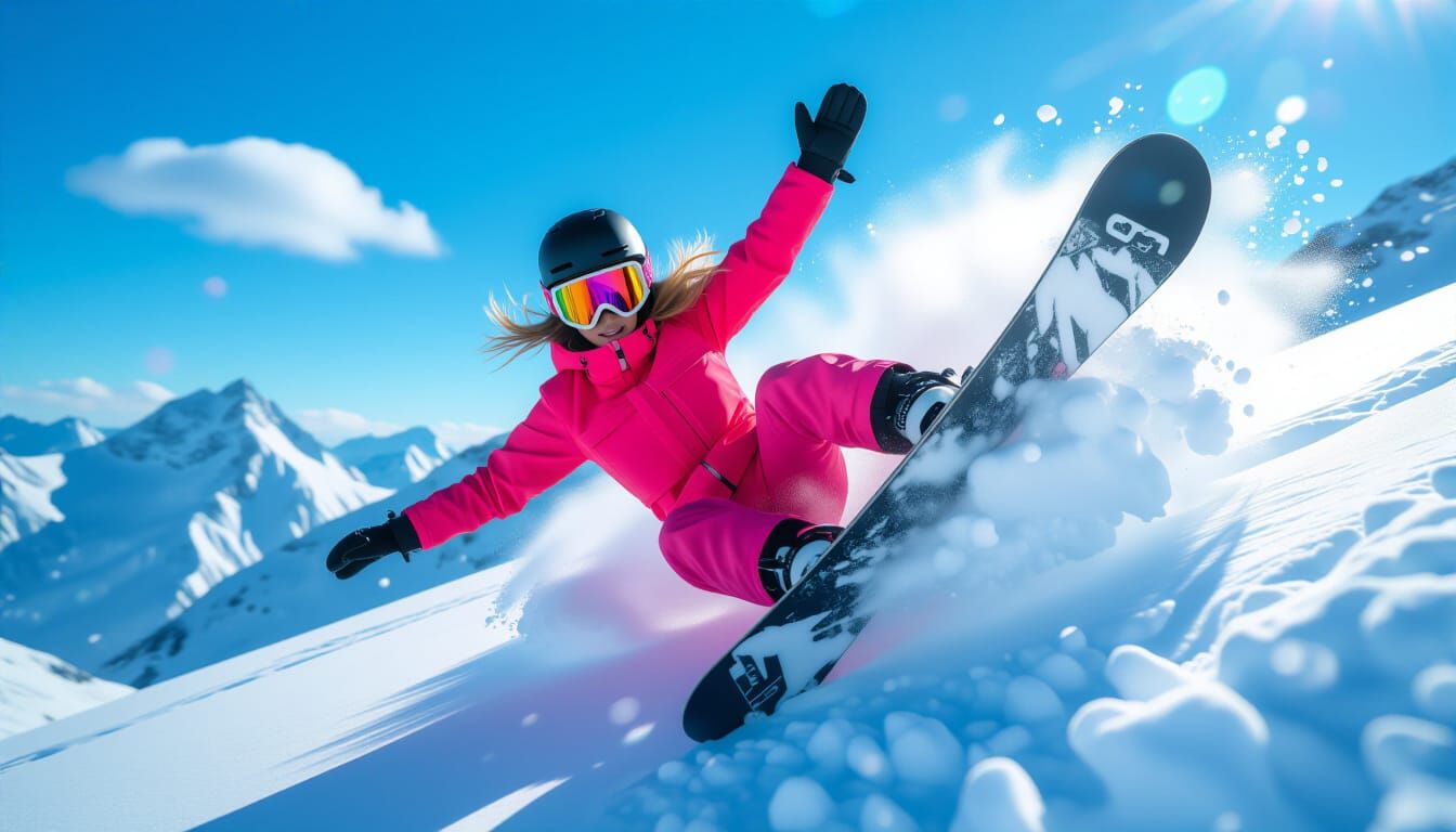 Snowboarder's Dramatic Face-Plant: A Hyperrealistic Scene