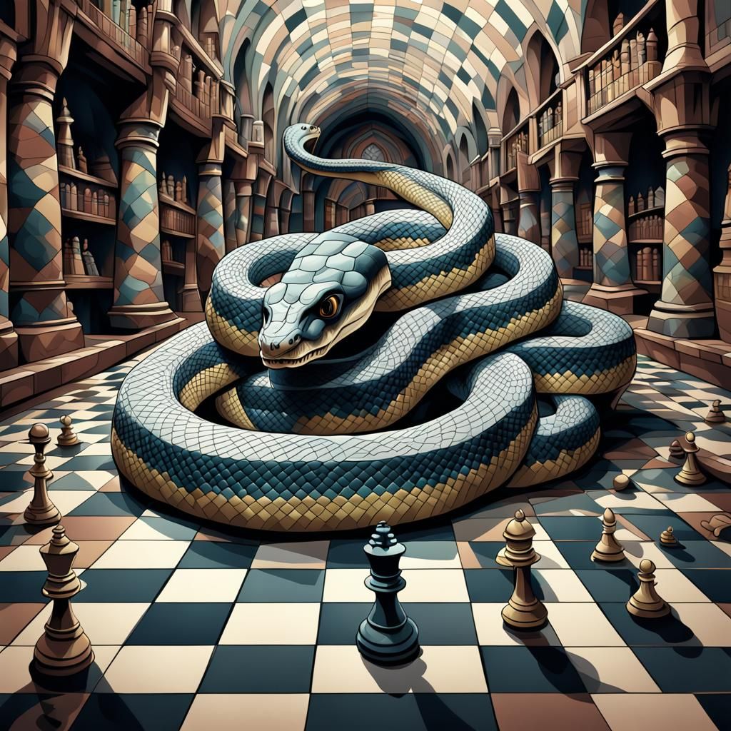 Harry Potter Chess Match in Cubist Style