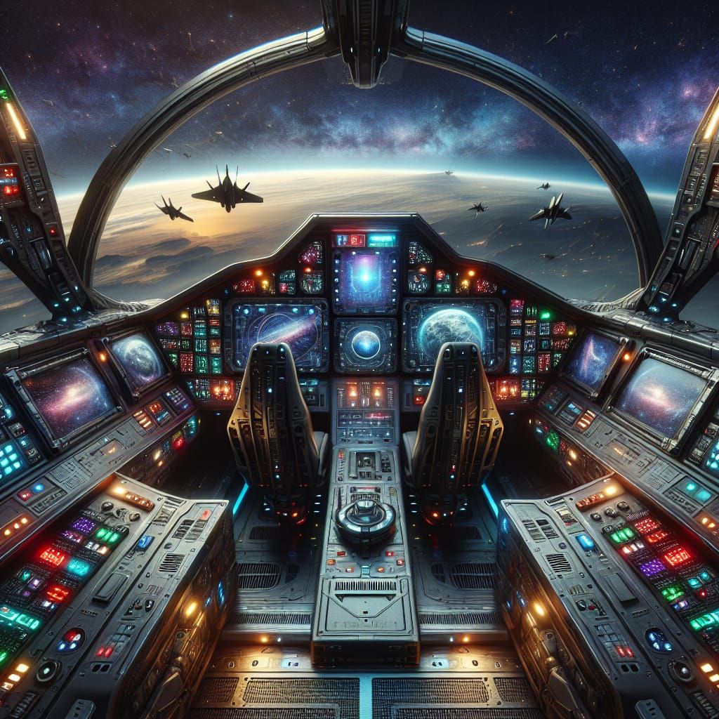 Futuristic Spaceship Cockpit with Planet View