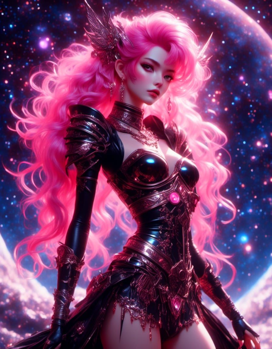 Cosmic Elf Warrior in 80s Anime Style