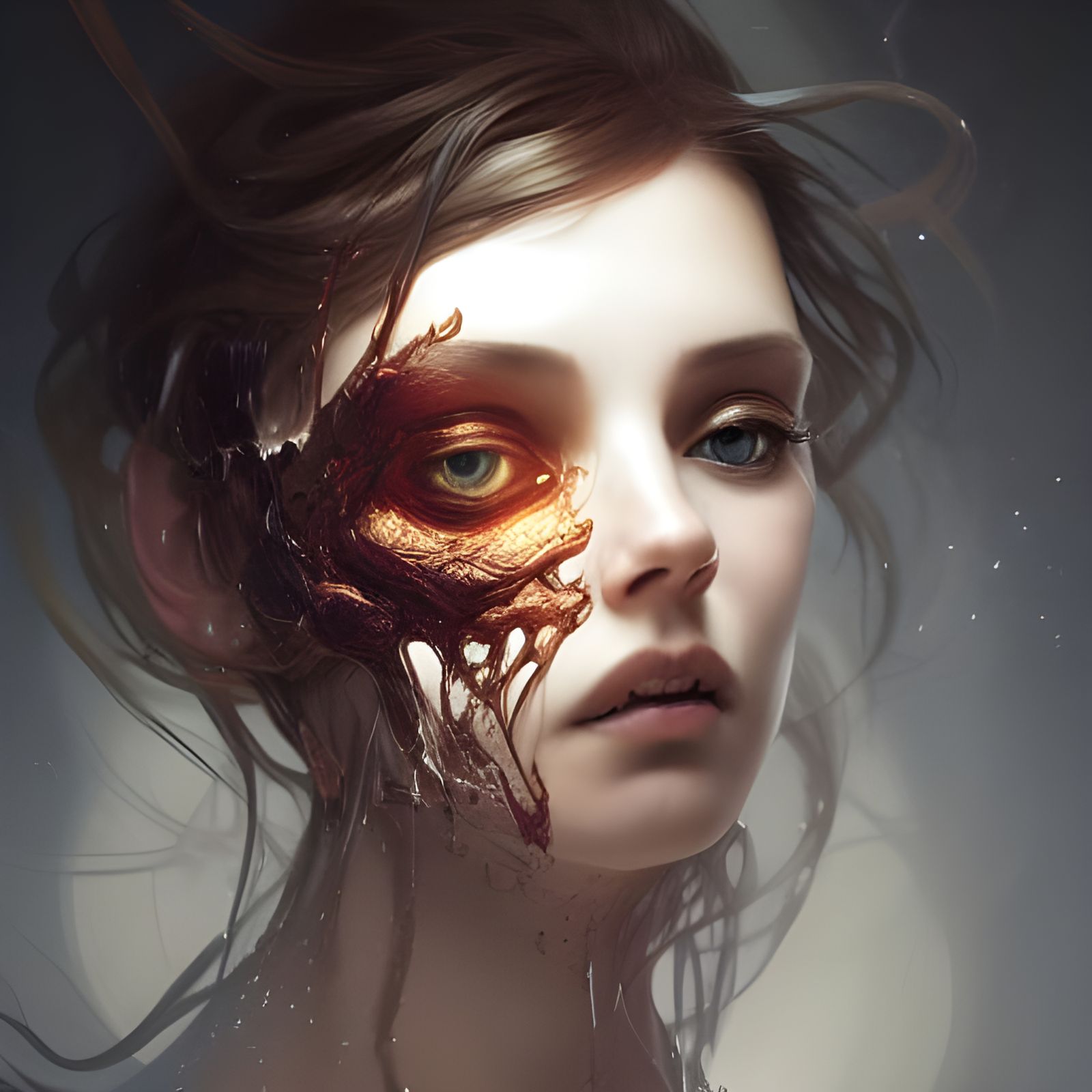 Surreal Face Removal Art in Oil on Canvas