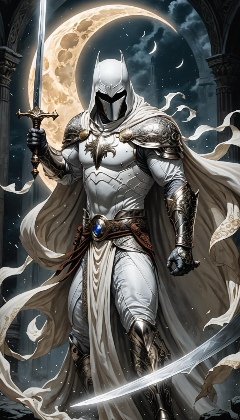 Moon Knight Wielding Ornate Blade in Ethereal Light