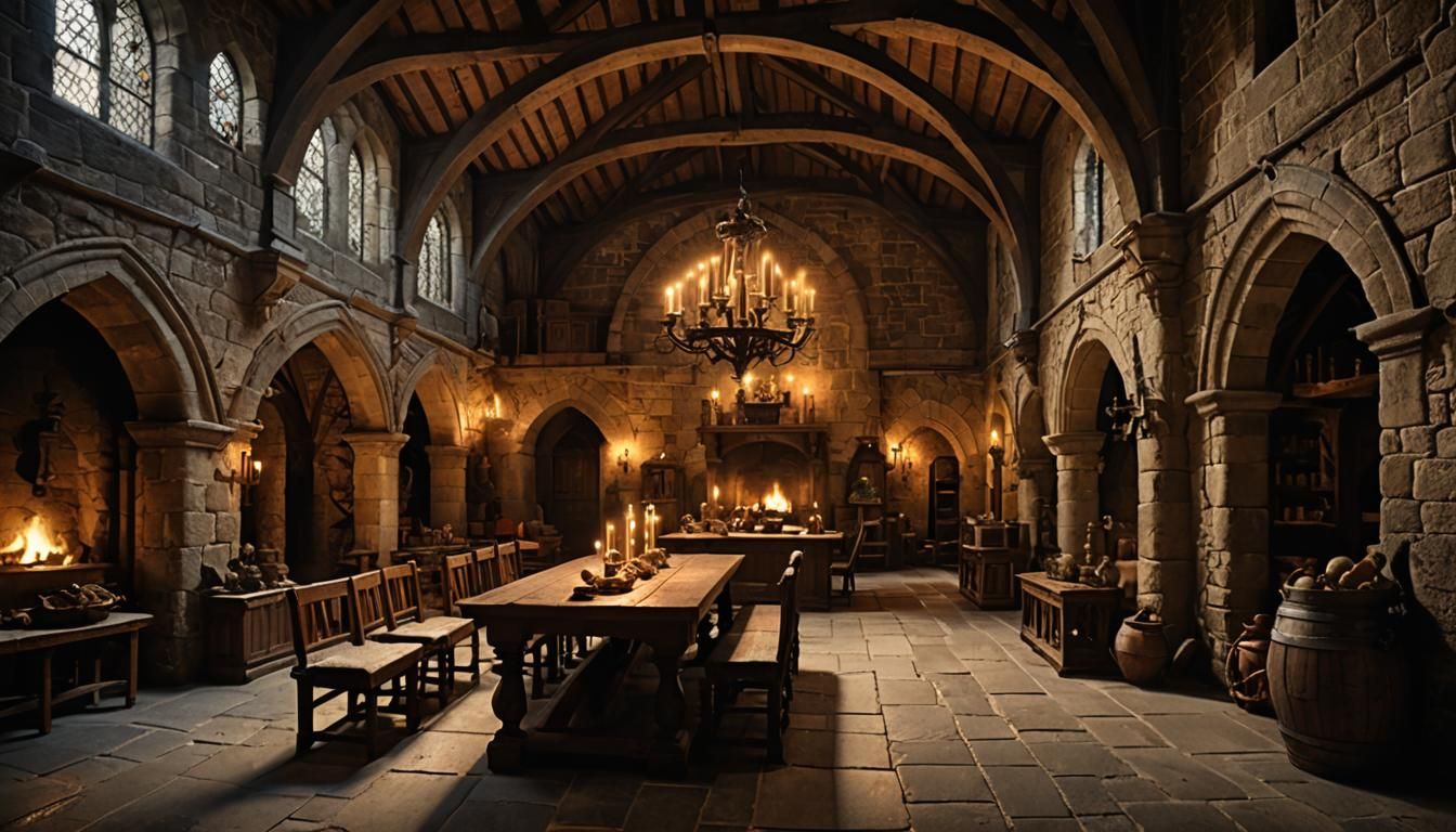 Majestic Medieval Hall with Volumetric Lighting