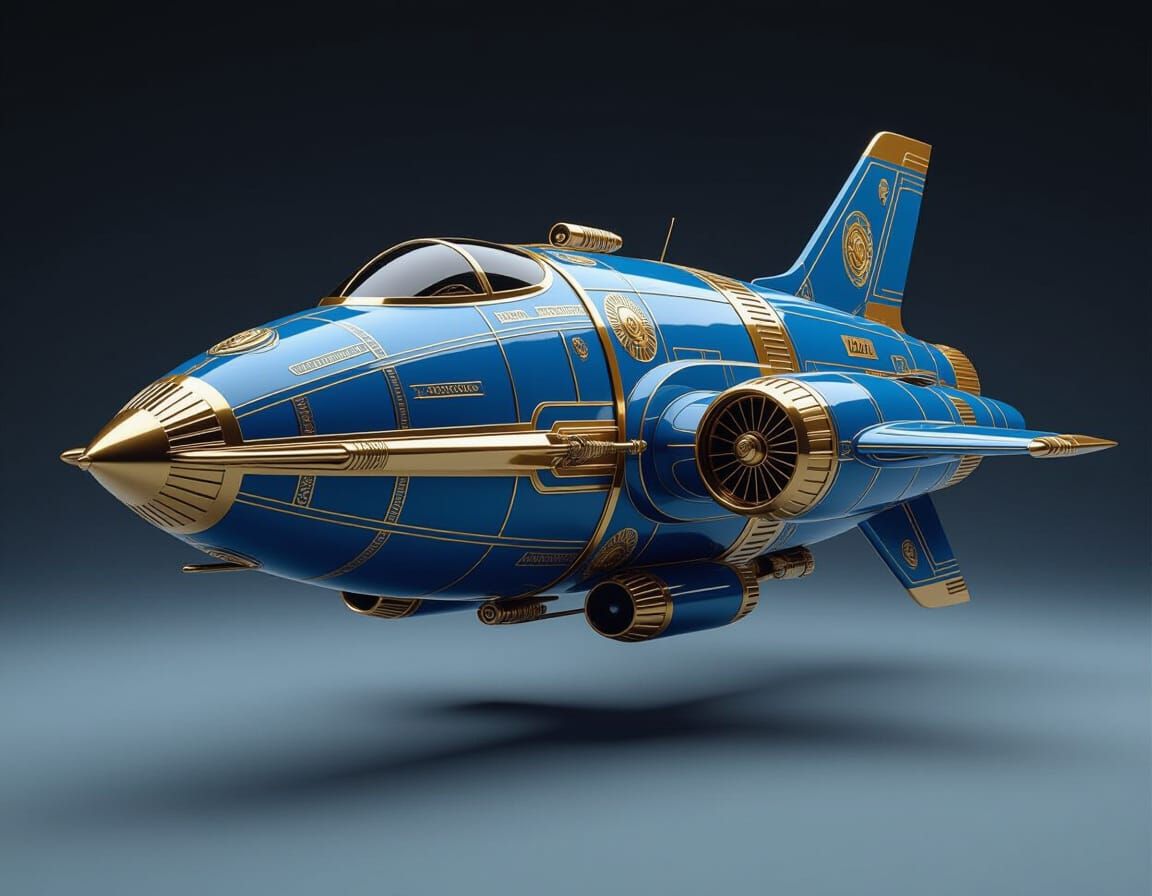 Art Deco Jetpack Blueprints in Retro-Futuristic Style