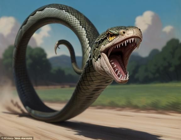 Menacing Hoop Snake Rolls at High Speed