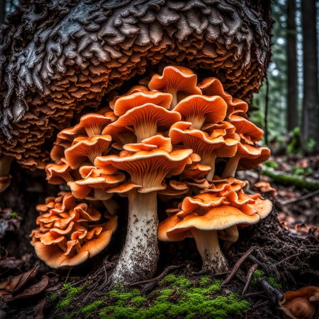 Hyperrealistic Chicken of the Woods Mushroom Photograph