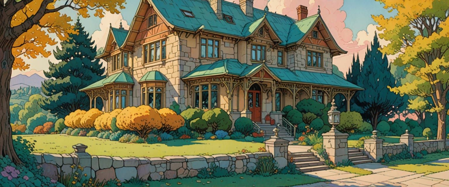 Edwardian House in Comic Book Style