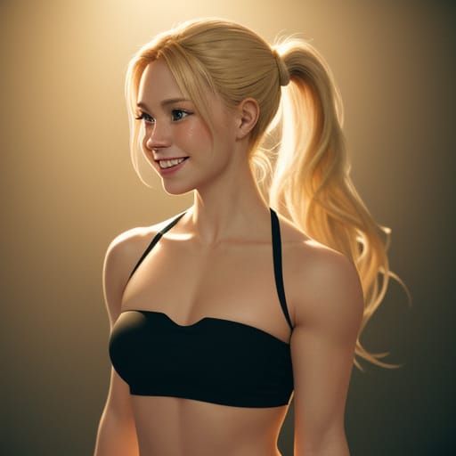 Cute Gymnast Posing with Playful Tongue Out