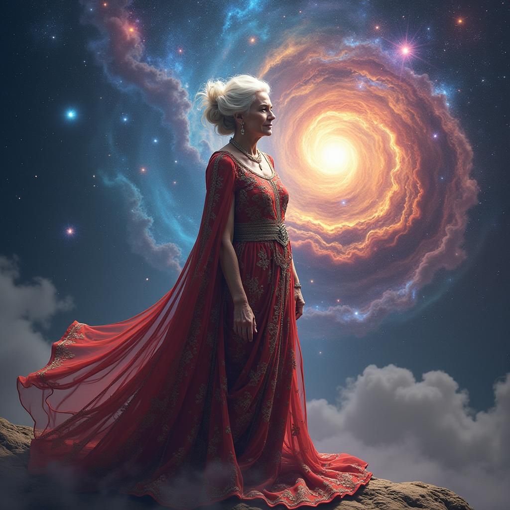 Mama-Universe: Surreal Galaxy Portrait in Dreamlike Realism