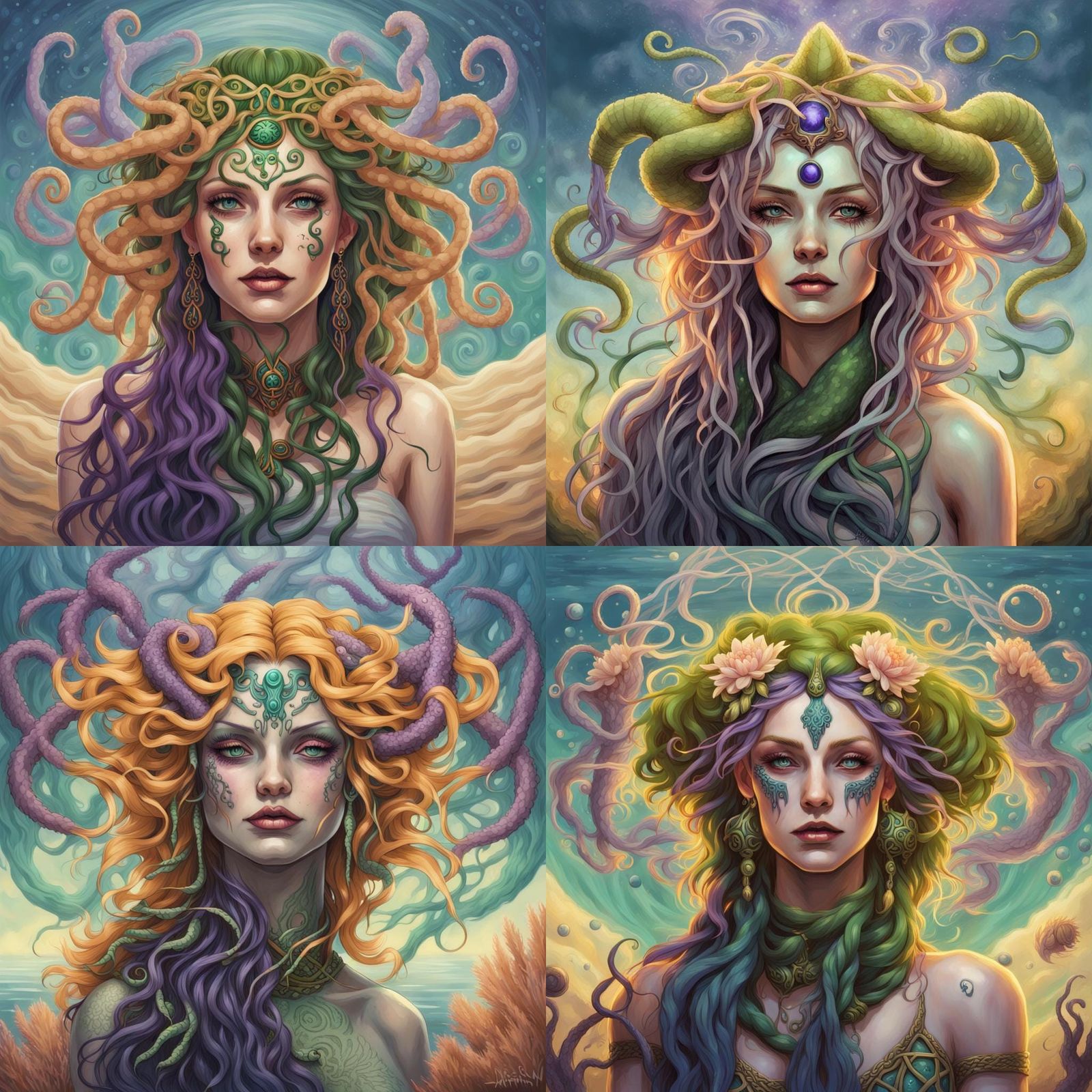 Underwater Celtic Druid with Tentacles