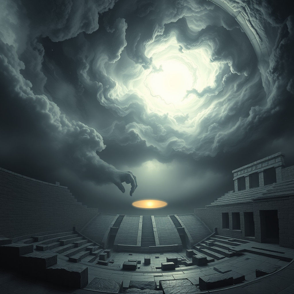 Ethereal Misery Cloud Over Ancient Greek Ruins