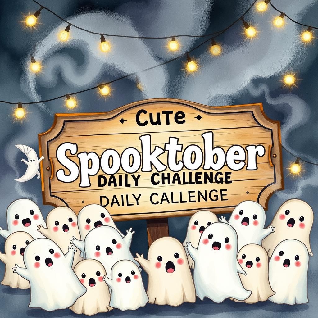 Cute Spooktober Ghosts in Vintage Halloween Sign