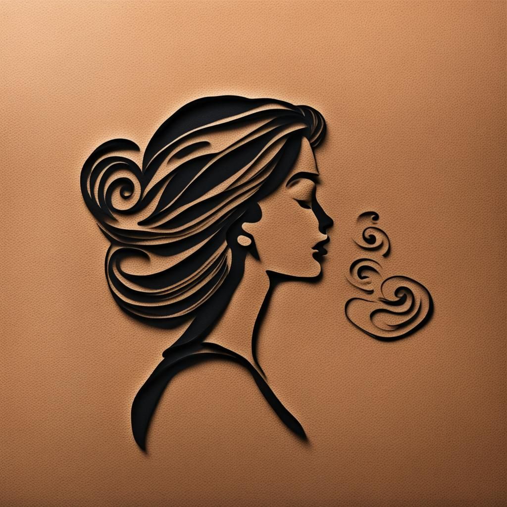Minimalist Silhouette of Woman on Cappuccino Foam