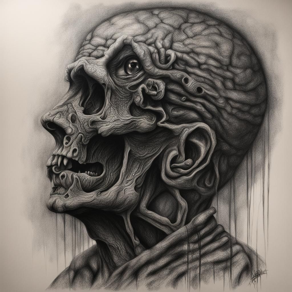 Intense Charcoal Drawing of a Figure