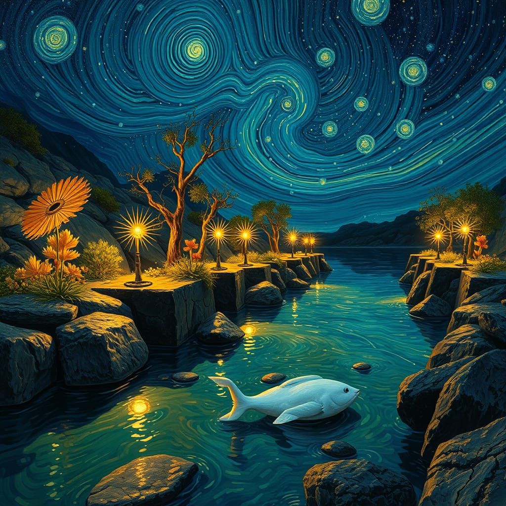 Deep Pools in Van Gogh Style with Dynamic Lighting