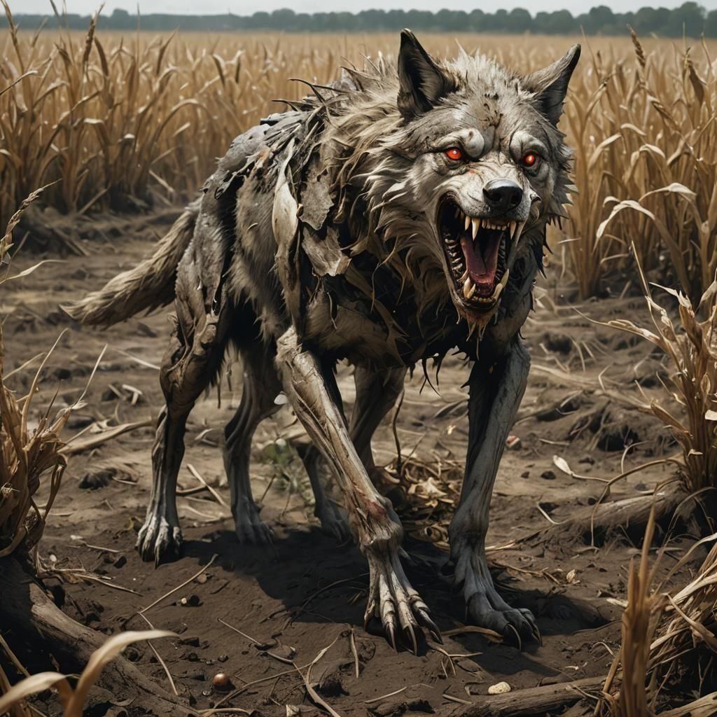 Blight-Infected Wolf Concept Art in Hyperrealism