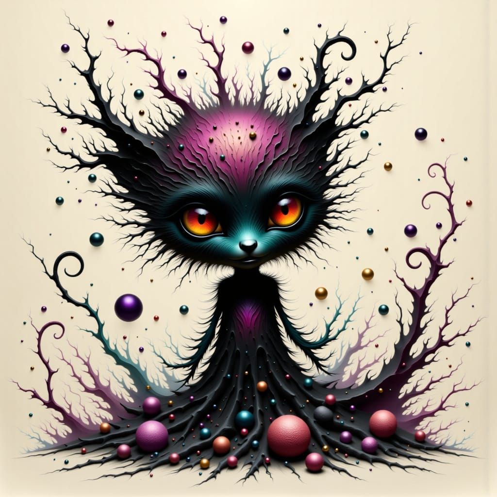 Playful Charcoal Elemental in Modern Illustration Style