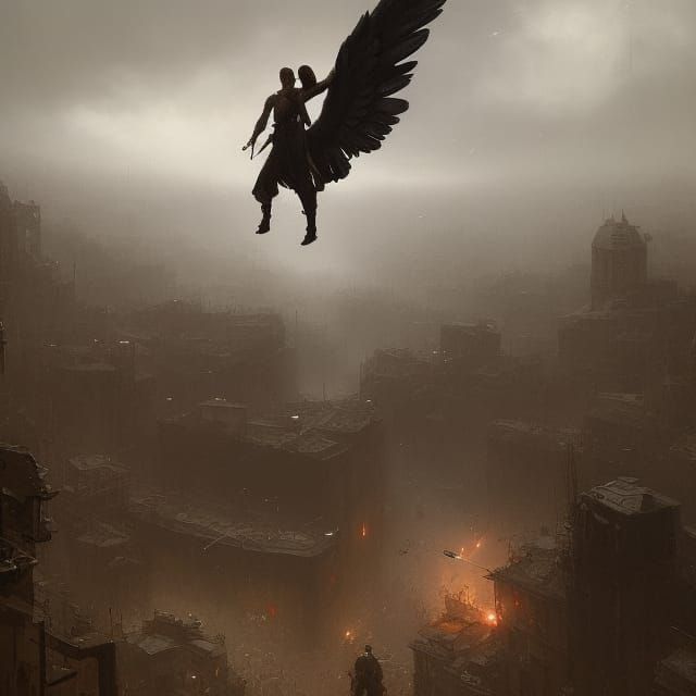 Angel of Death over World War 2 Battlefield
