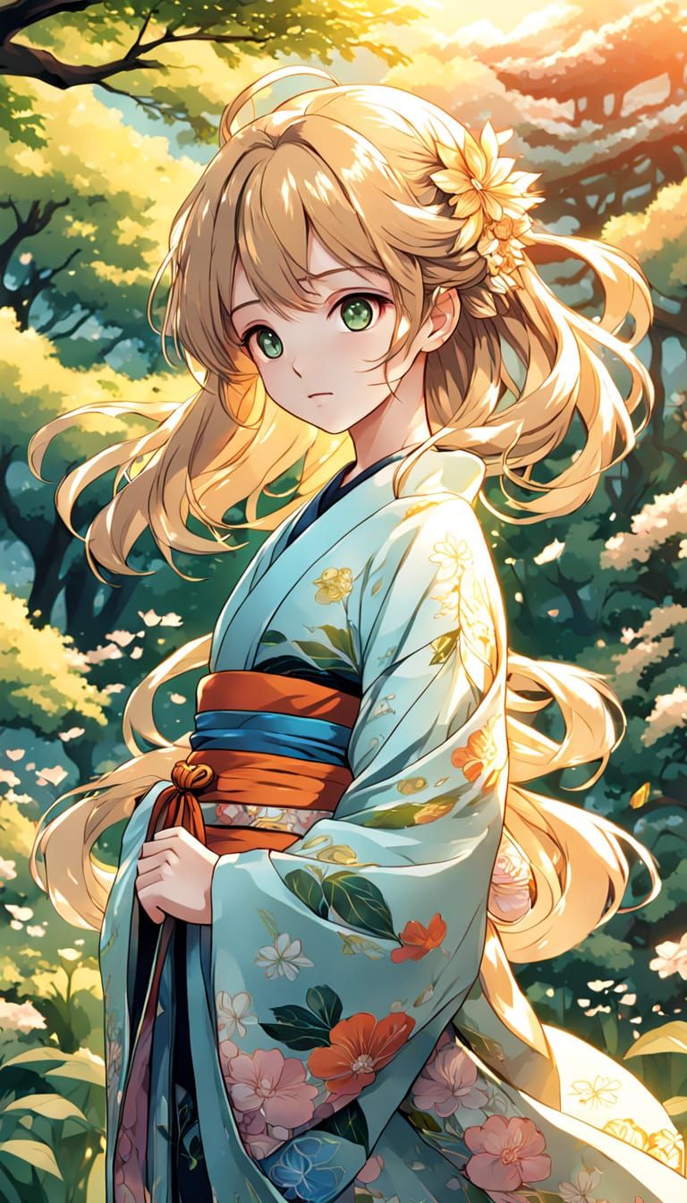 Anime Goddess in Serene Garden