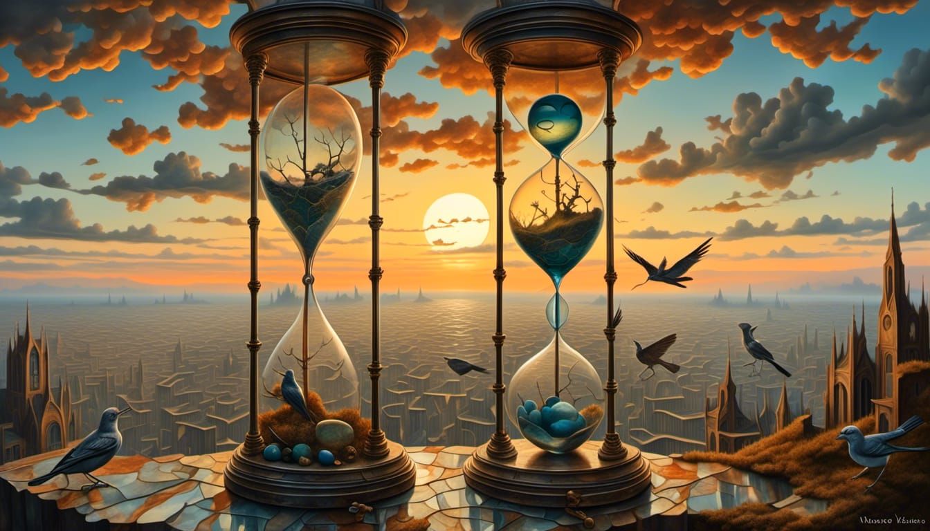 Hourglass Sunset: A Neosurrealist Meditation on Time