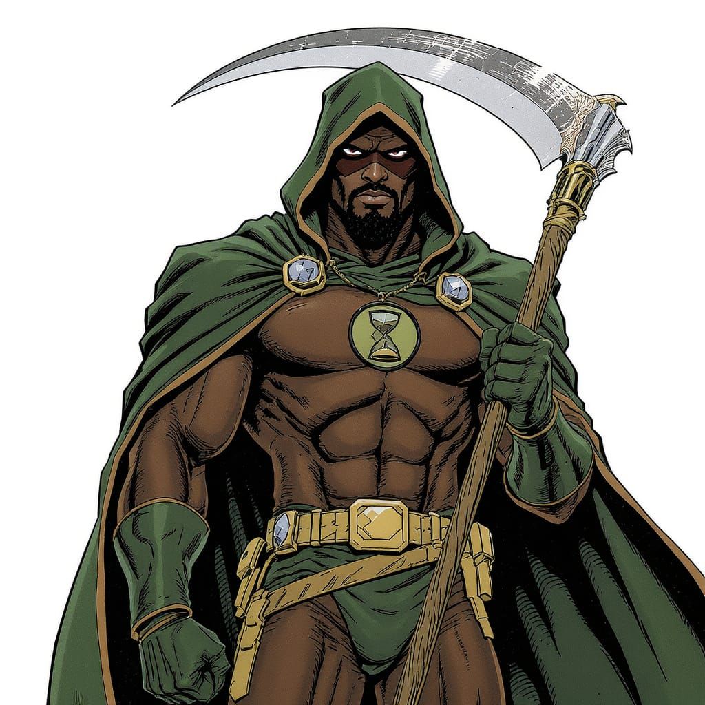 African American Hero with Hourglass in Comic Art