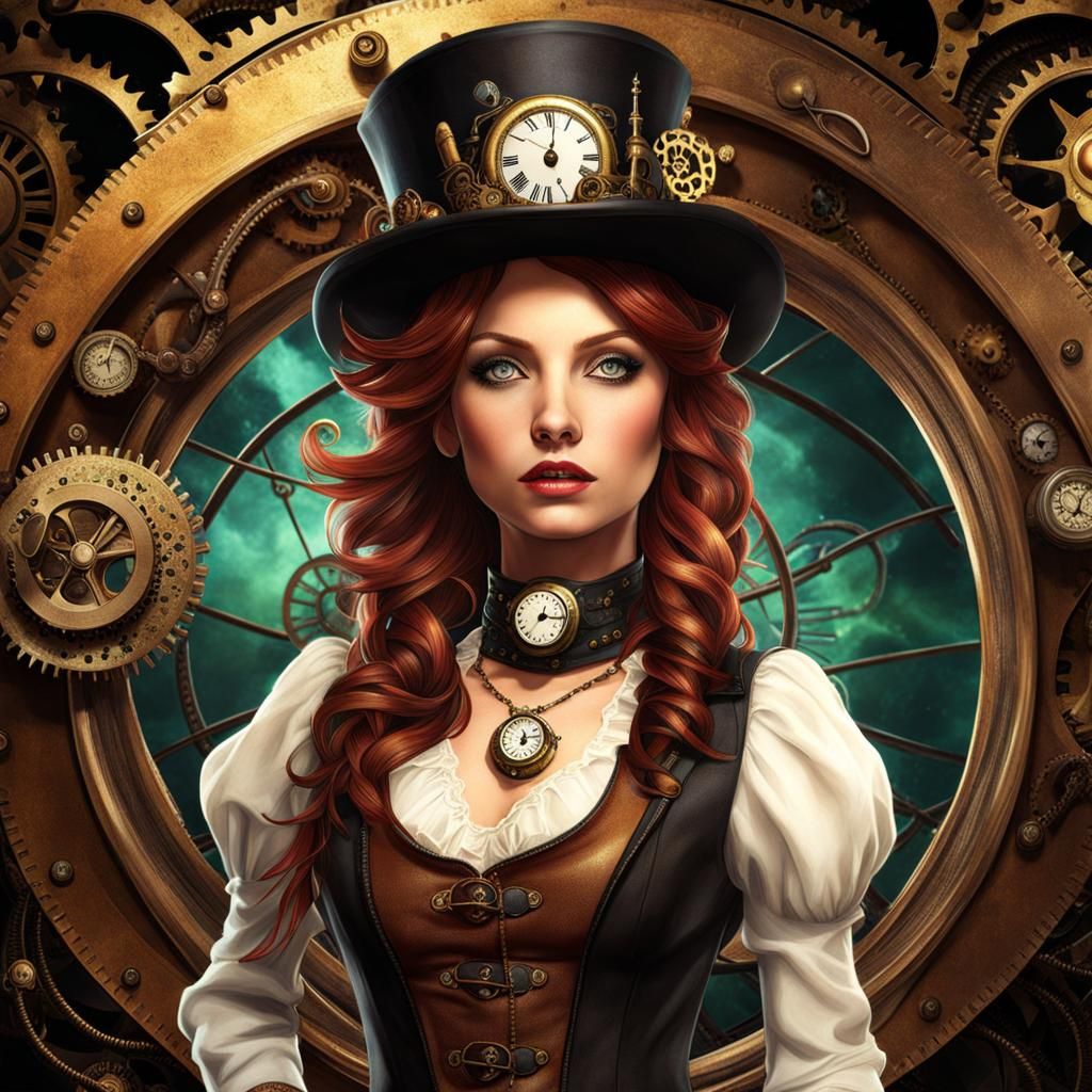 Steampunk Rockstar in Magical Neverland, Hyperrealistic Styl...