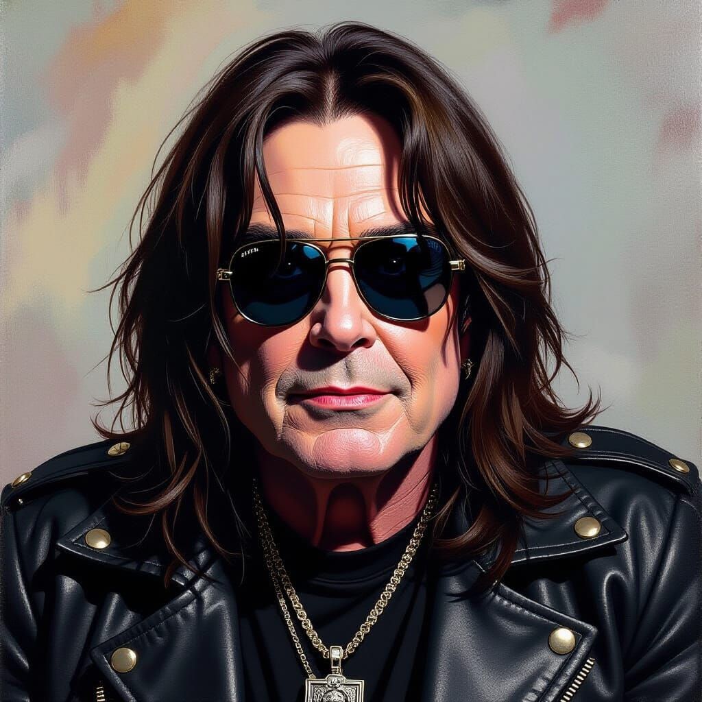 Ozzy Osbourne Portrait in Comic Book Oil Painting
