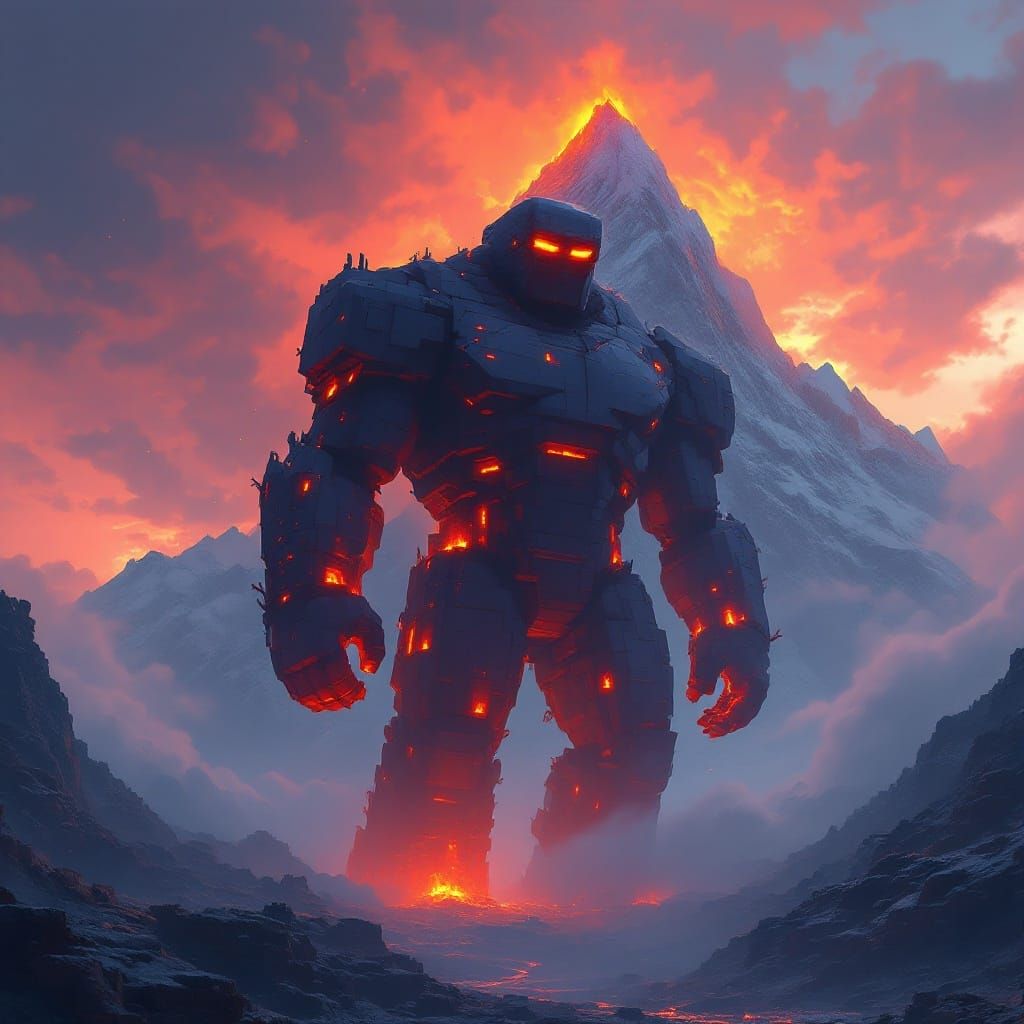 Minecraft Magma Golem Dominates Volcanic Landscape