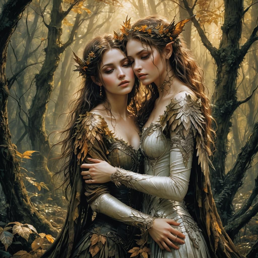 Ethereal Faerie Women in Vibrant Forest