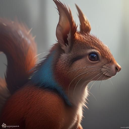 Hyperrealistic Ratatoskr Splash Art Portrait