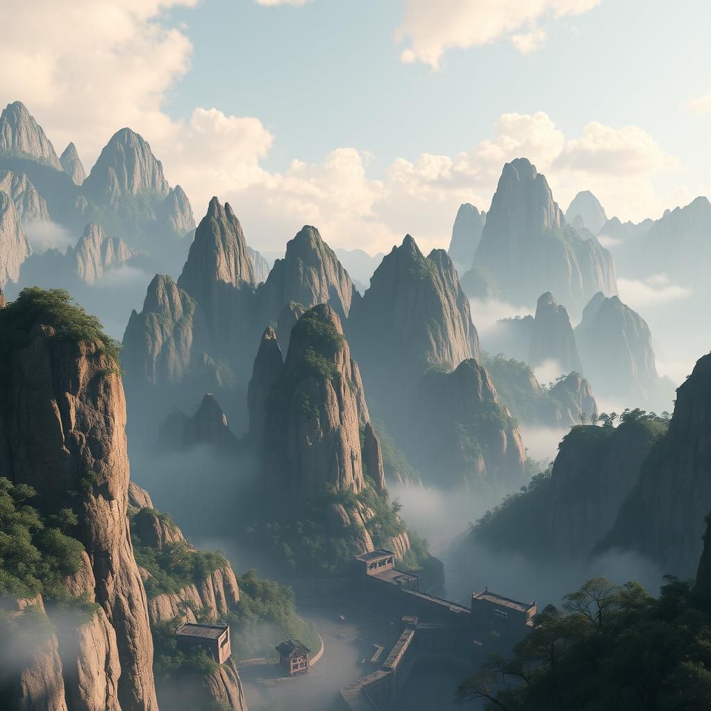 Epic Chinese Mountains in 3D Game Style