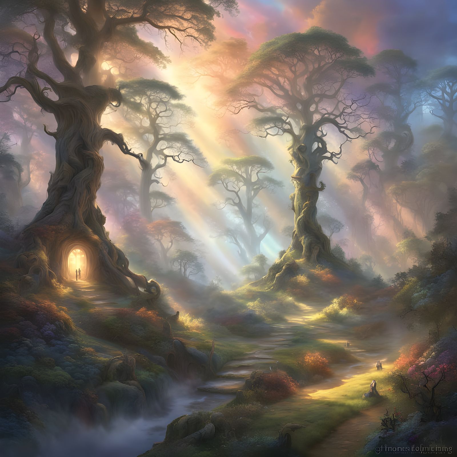 Ethereal Rainbow Mist in Hyperdetailed Fantasy Style