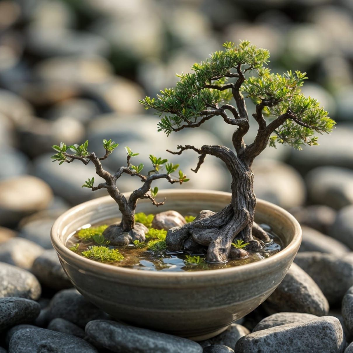 Surreal Japanese Garden in a Semi-Transparent Cup