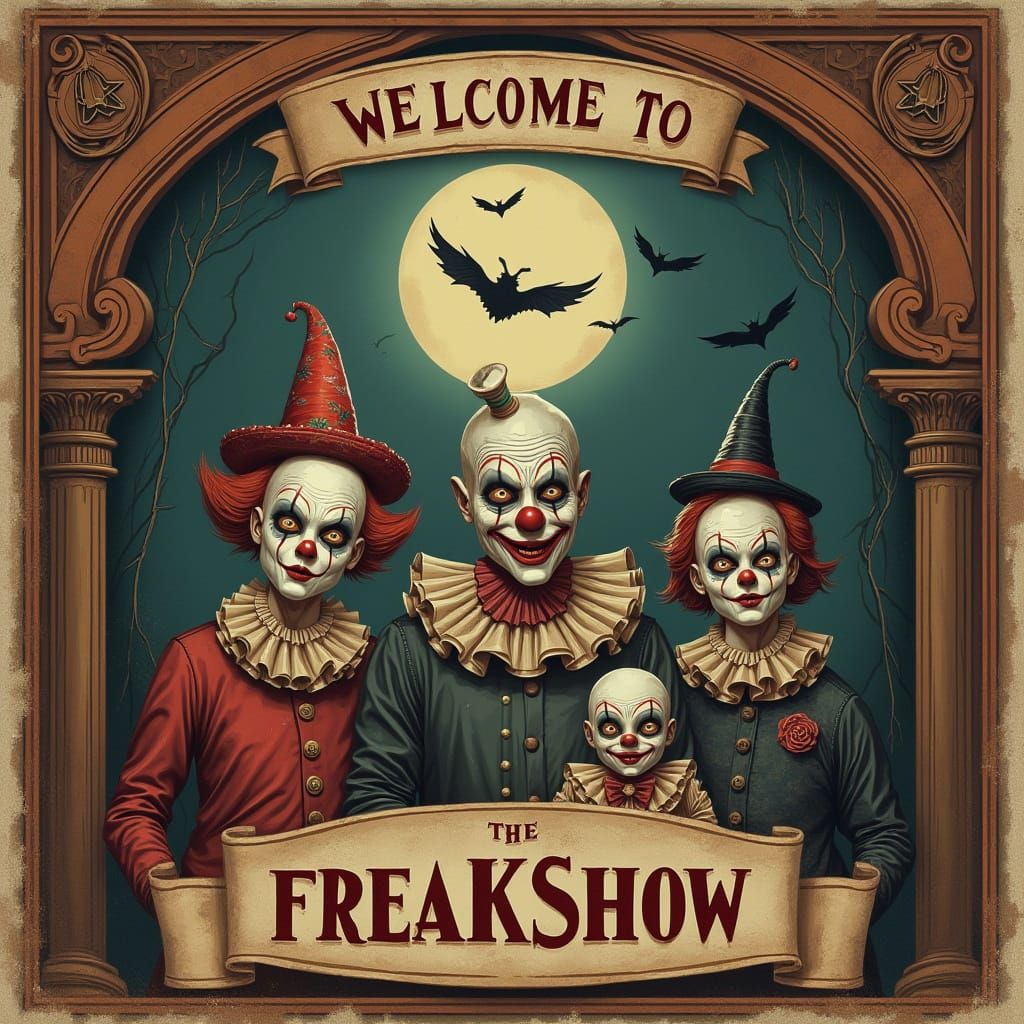 Vintage Circus Horror Poster in Gothic Style