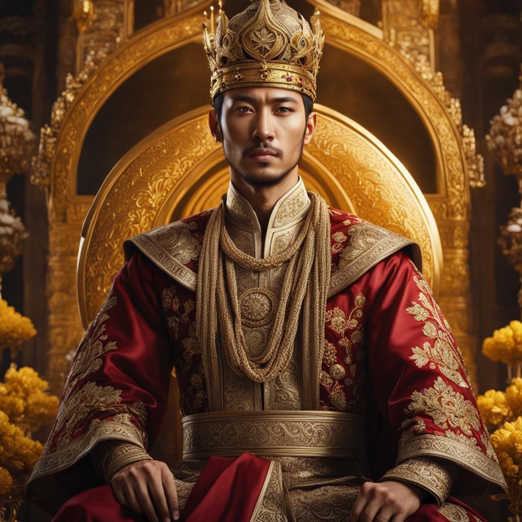 Asian Male in Kazakh Clothing: Hyperrealistic Portrait