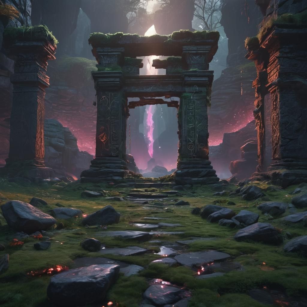 Mystical Energy Portal in Ancient Ruins