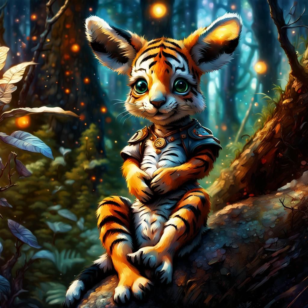 Enchanted Forest: Tiger-Roo in Dark Fantasy Style
